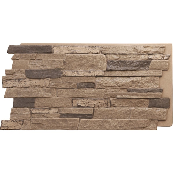 Ekena Millwork 49"W x 25 1/2"H x 1 1/4"D Acadia Ledge Stacked Stone StoneWall Faux Stone Siding Panel Smokey Ridge PNU24X48ALSR - main